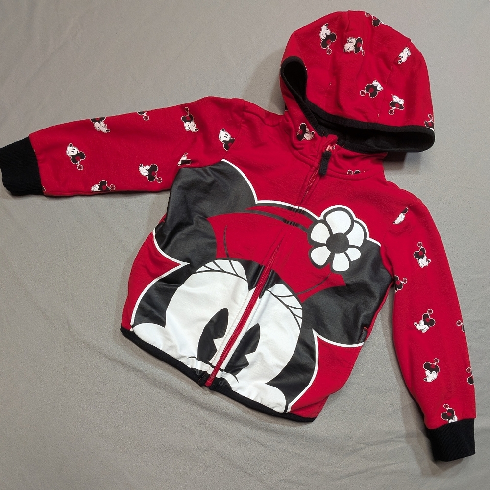 Disney Parks Classic Mini Mouse, Zip Up, Hooded Girls Jacket Sz 4